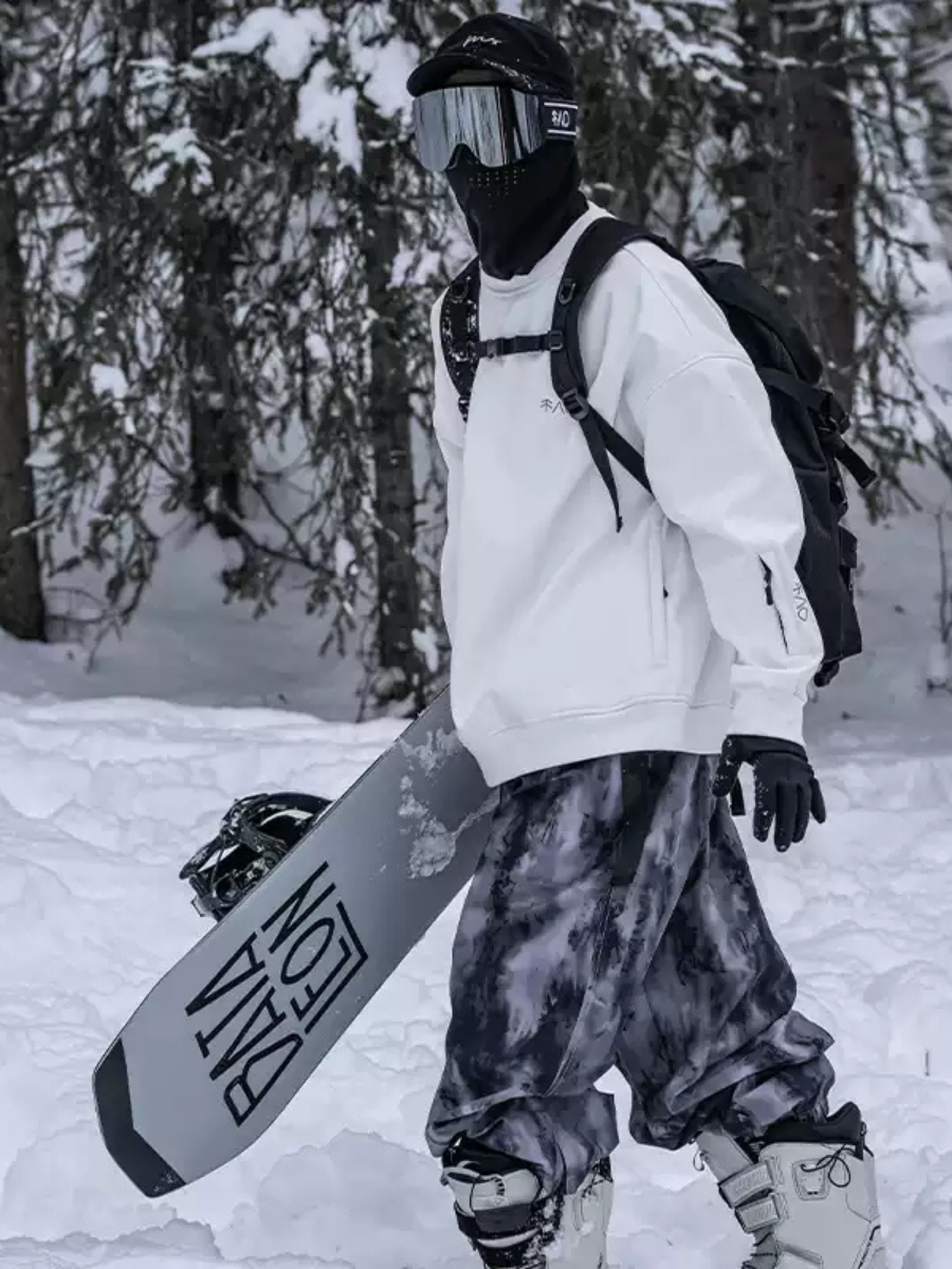 Oversize Camouflage Black Gray Snowboard Pants- Men's