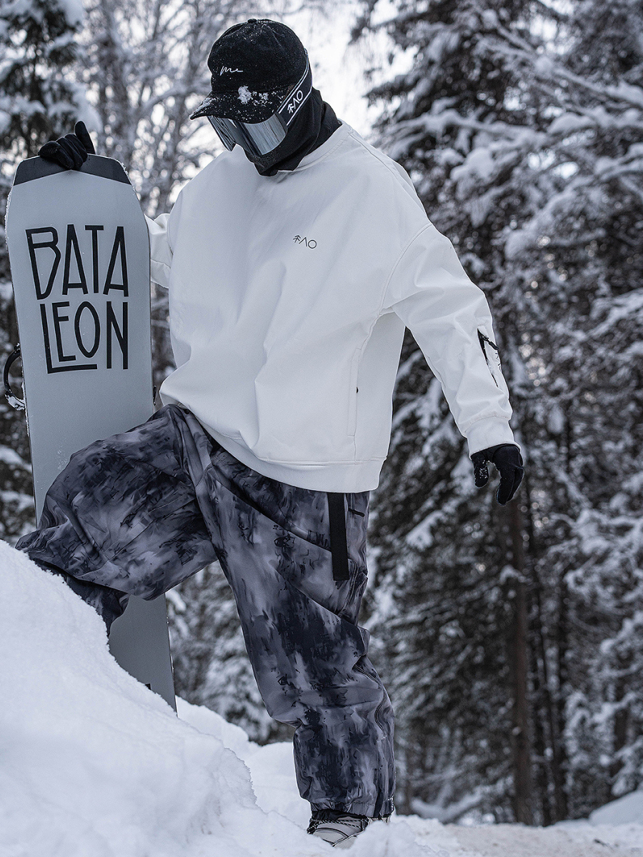 Oversize Camouflage Black Gray Snowboard Pants- Men's