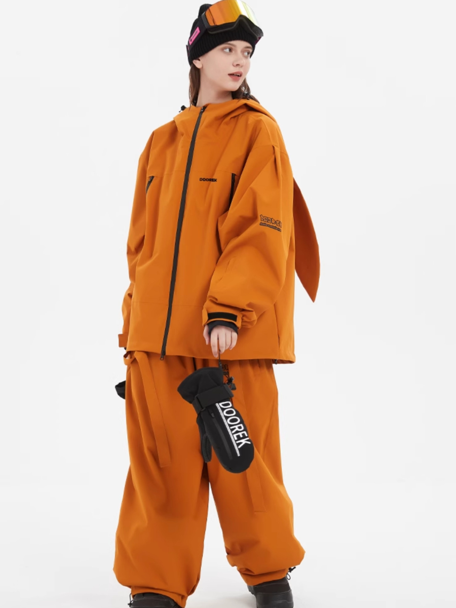 Rabbit Ear Bib Pants Warm Ski Suit Set - Unisex