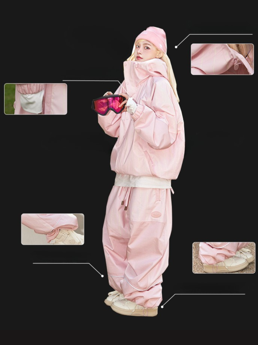 Ski Jacket Ski Pants Pink Snow Suit - Women's