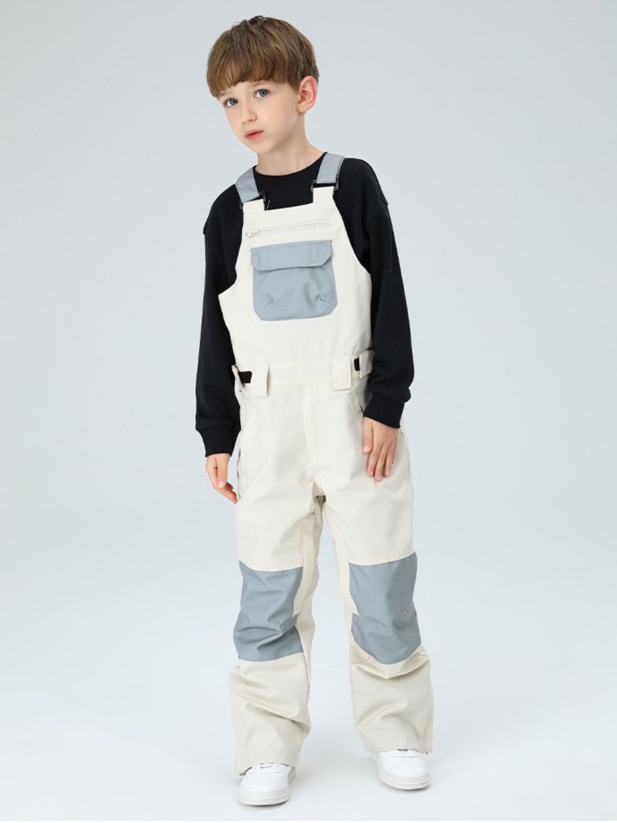 Snowboard Color Block Kids Bib Pants - Unisex