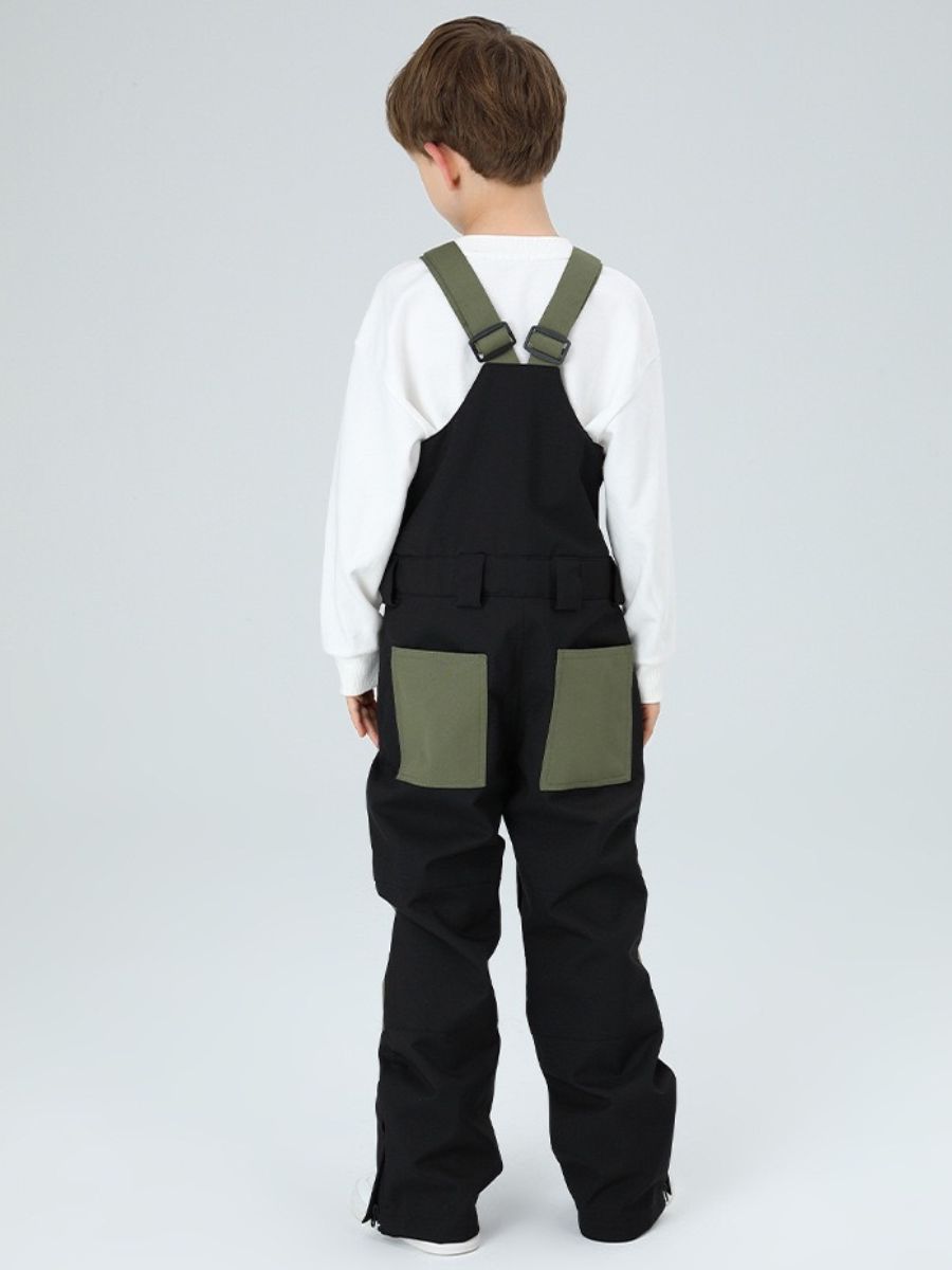 Snowboard Color Block Kids Bib Pants - Unisex