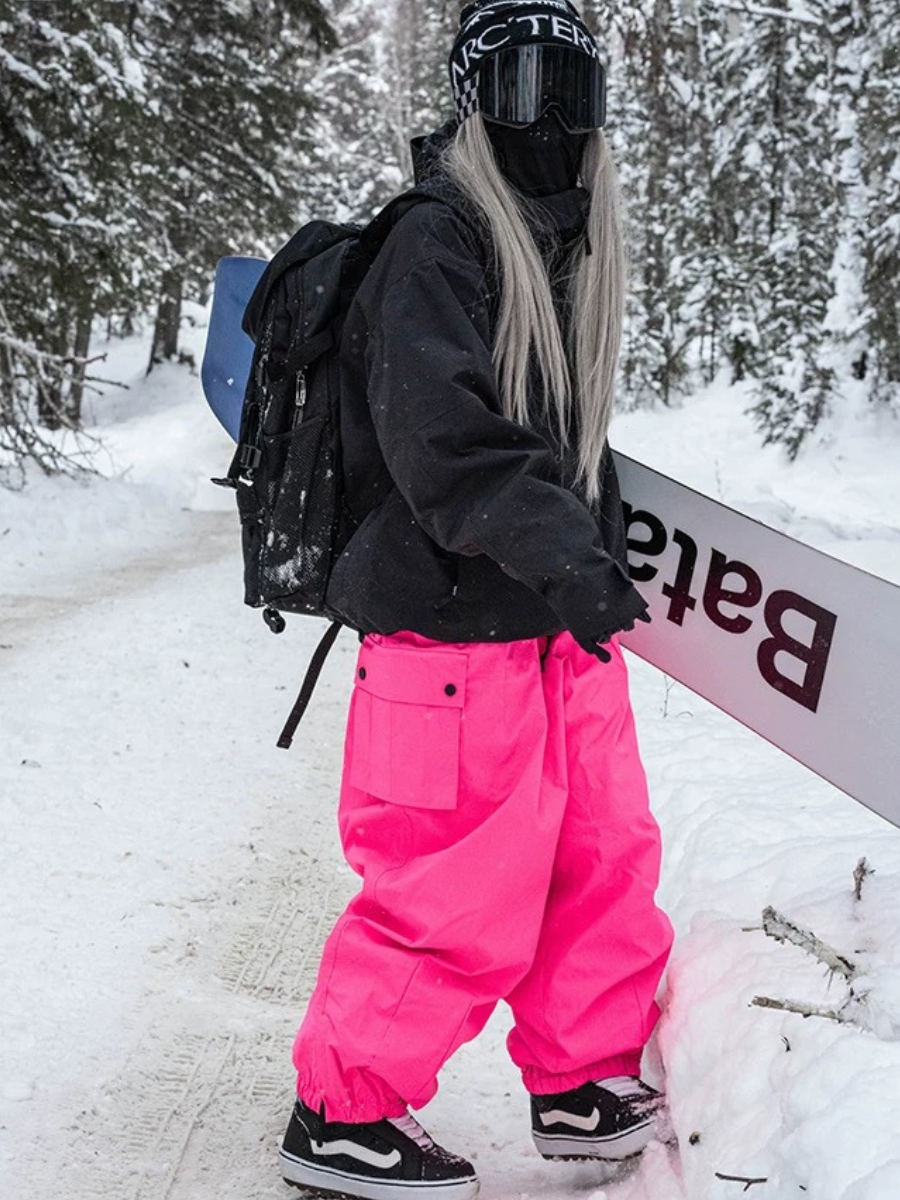 Waterproof Windproof Insulated Baggy Cargo Snow Pants - Unisex