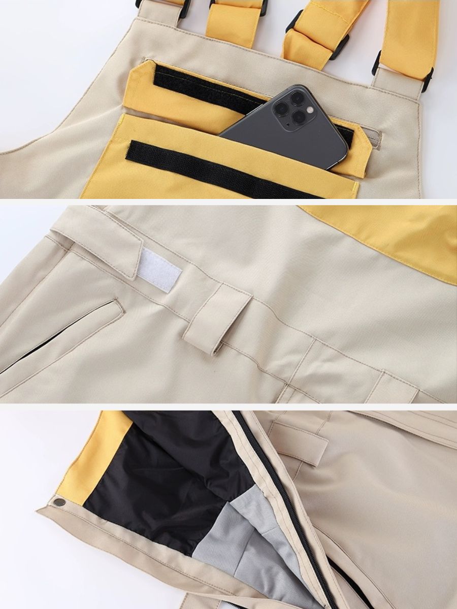 Waterproof Color Block Bib Pants - Women's