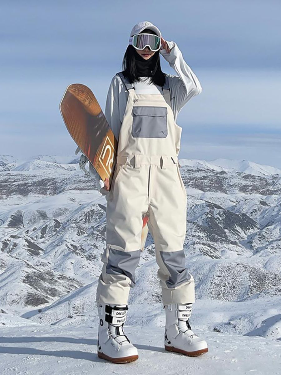 Waterproof Color Block Bib Pants - Women's