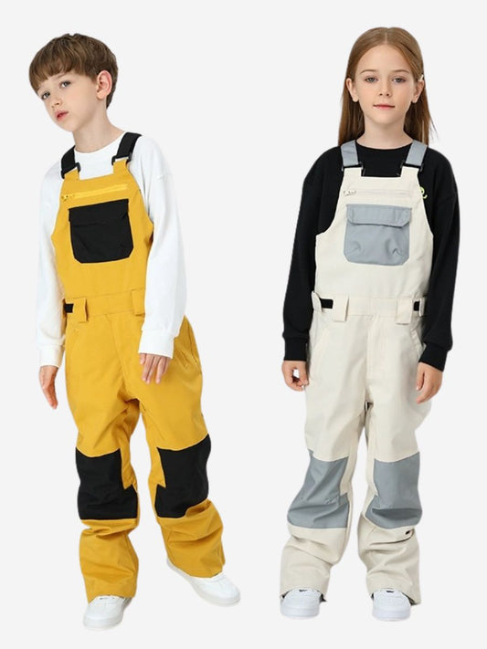 Snowboard  Color Block Kids Bib Pants - Unisex