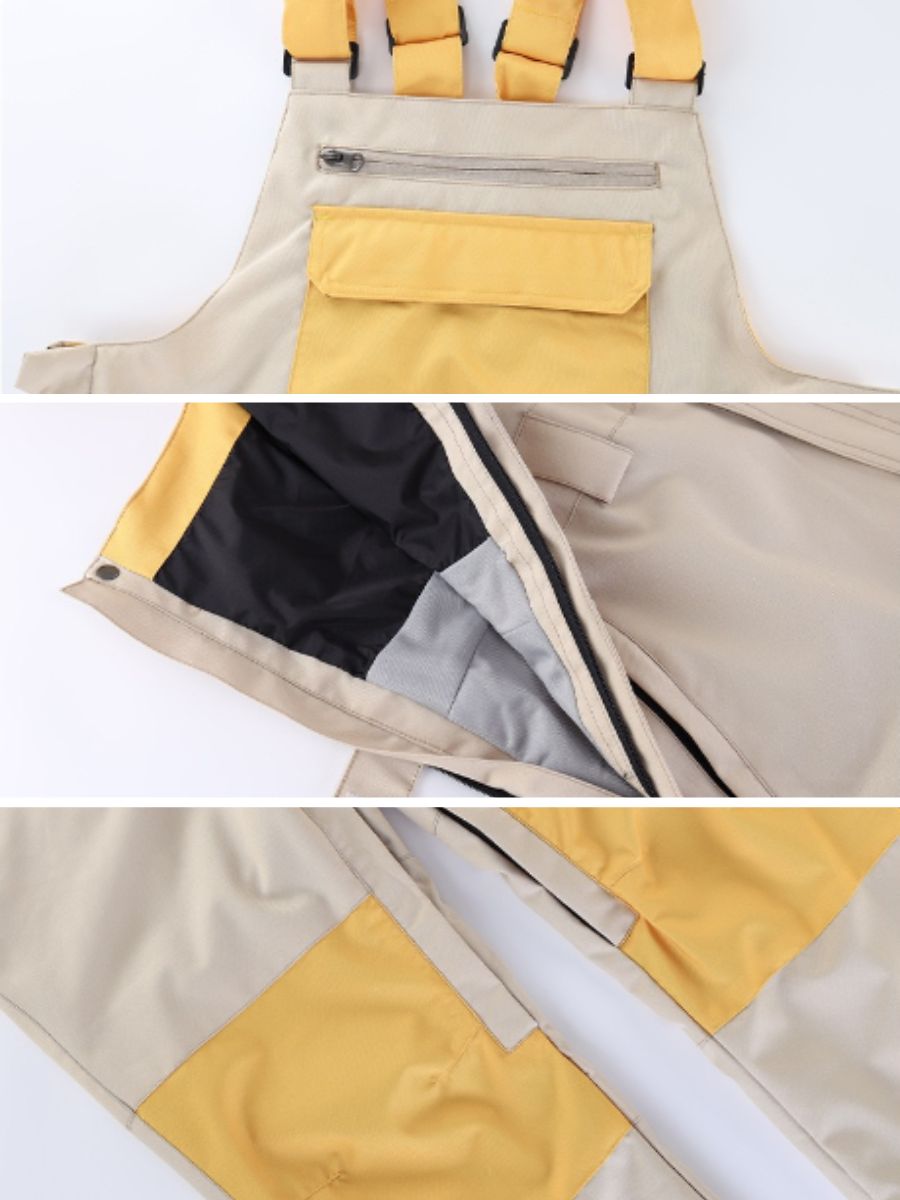 Snowboard  Color Block Kids Bib Pants - Unisex