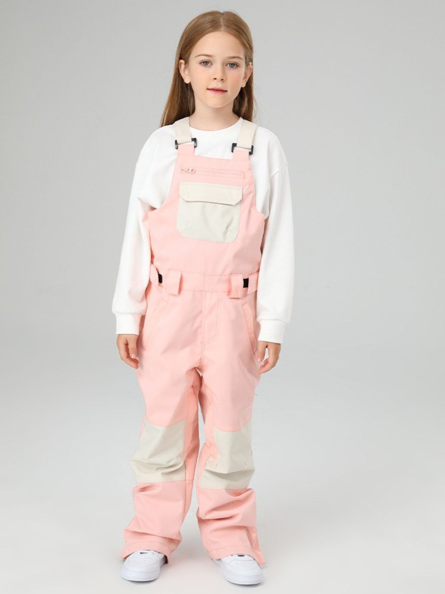 Snowboard  Color Block Kids Bib Pants - Unisex