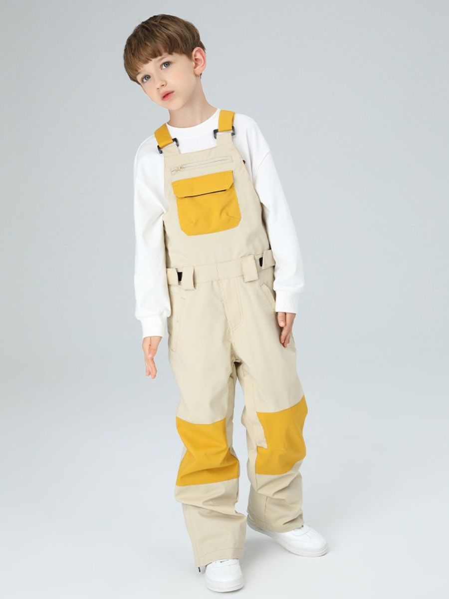Snowboard  Color Block Kids Bib Pants - Unisex