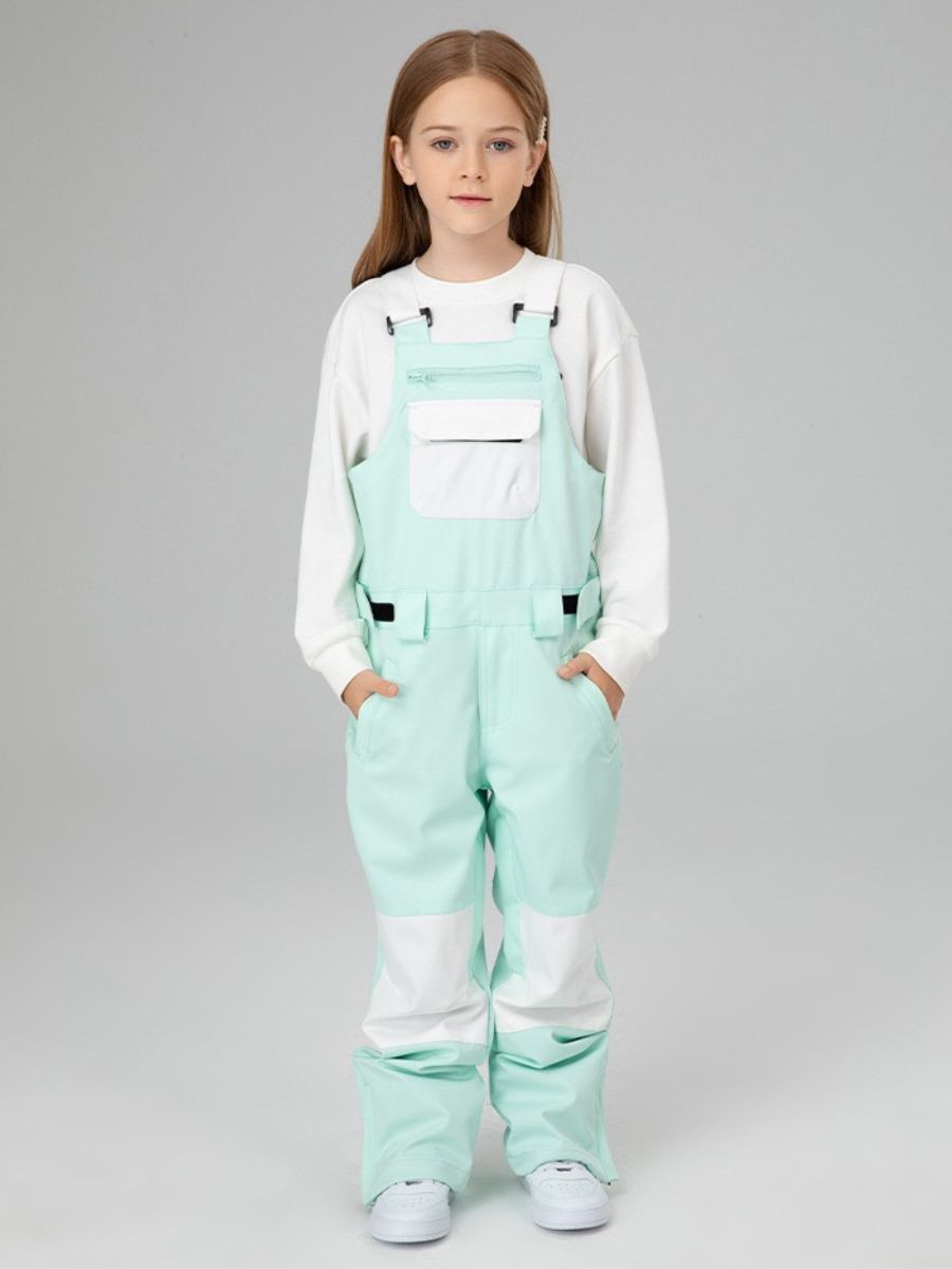Snowboard  Color Block Kids Bib Pants - Unisex