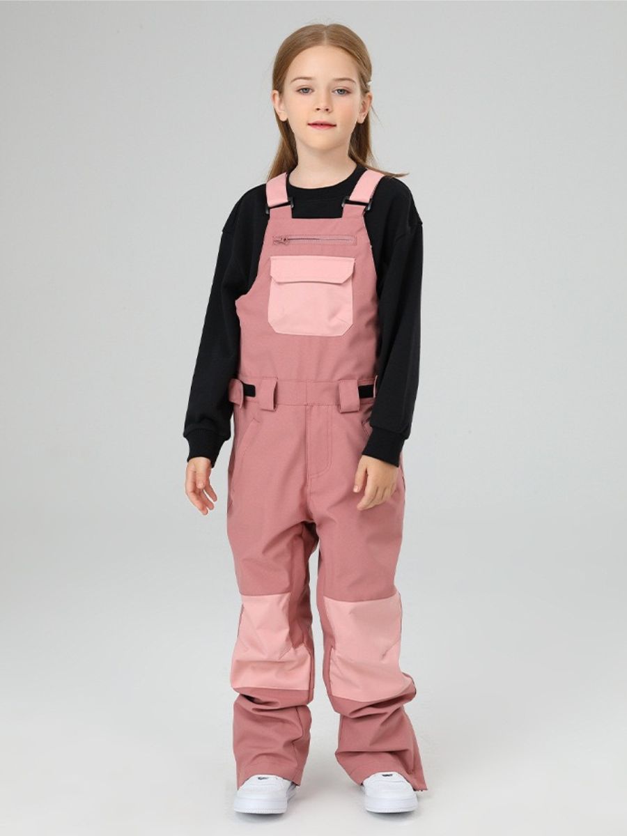 Snowboard  Color Block Kids Bib Pants - Unisex