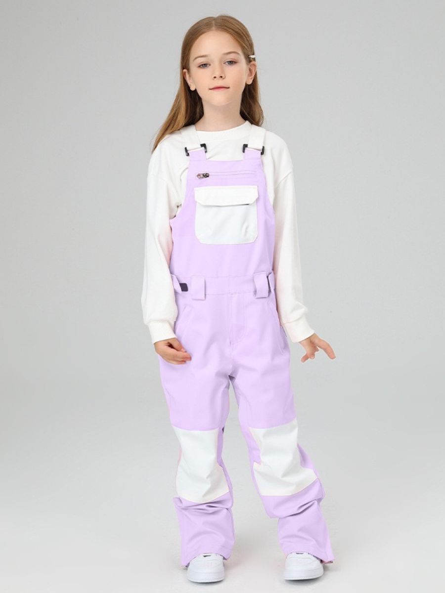 Snowboard  Color Block Kids Bib Pants - Unisex