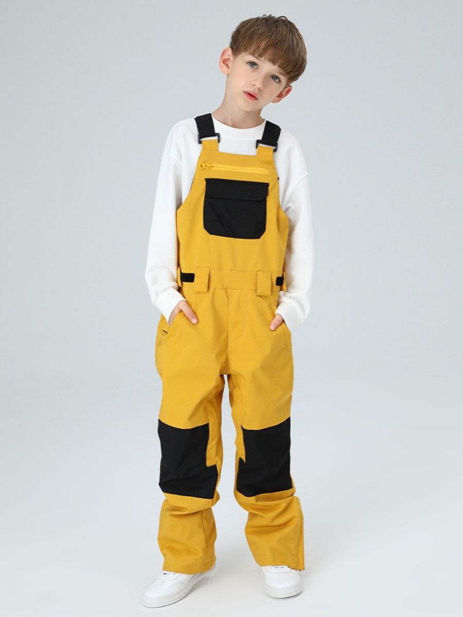 Snowboard  Color Block Kids Bib Pants - Unisex