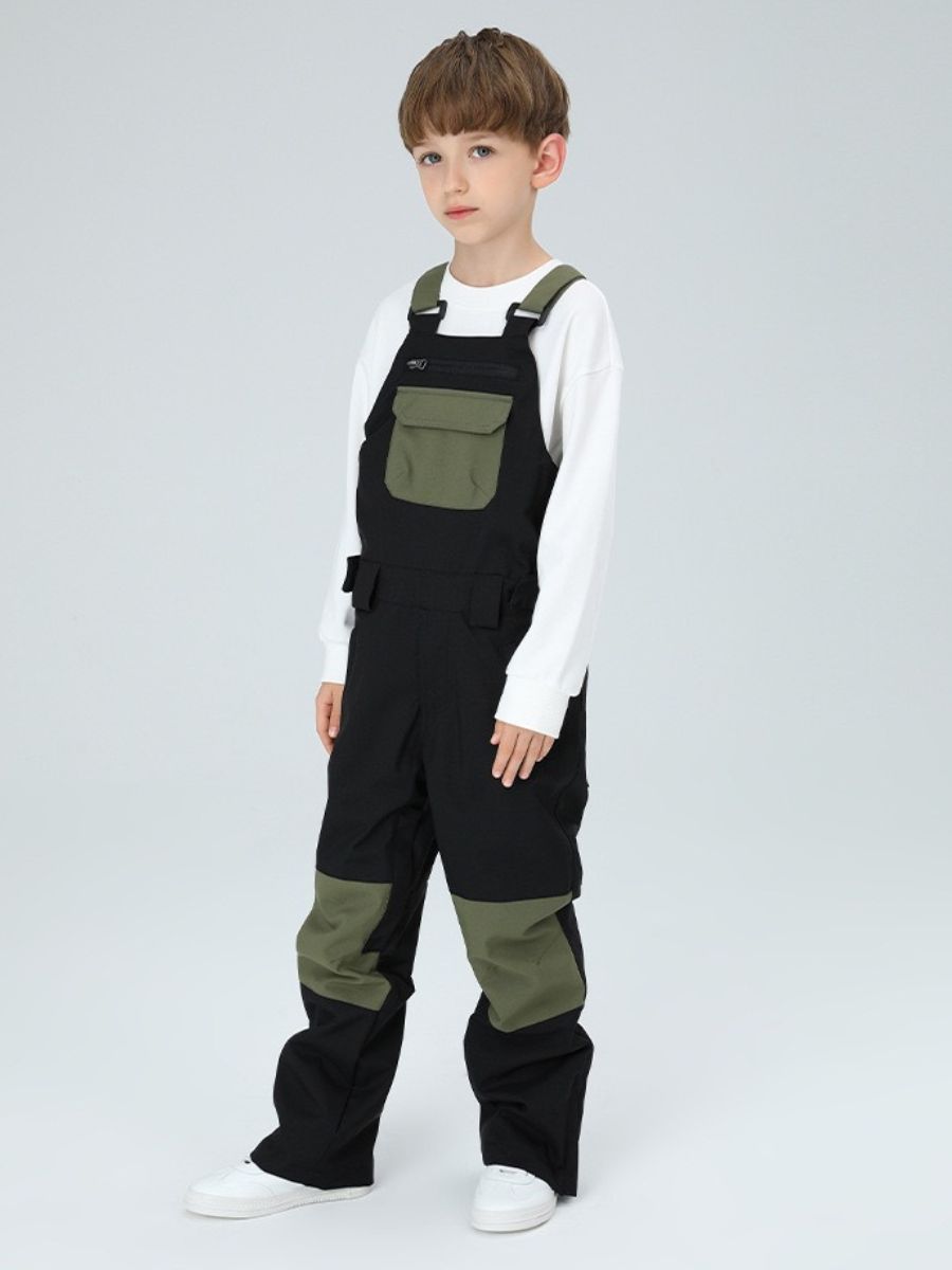 Snowboard  Color Block Kids Bib Pants - Unisex